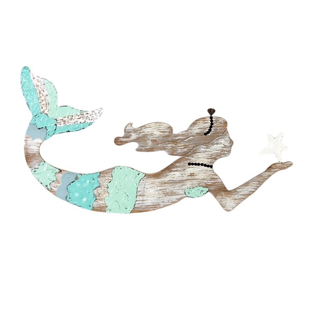 NWT 89-659 beach Mermaid vintage look aqua bikini top tail.